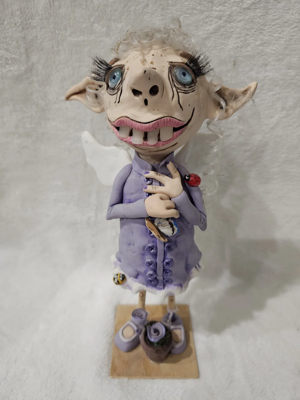 OOAK 10” Mixed-Media Clay Art Doll “Molly Goblin” by RosannasArtClay,Home Accent